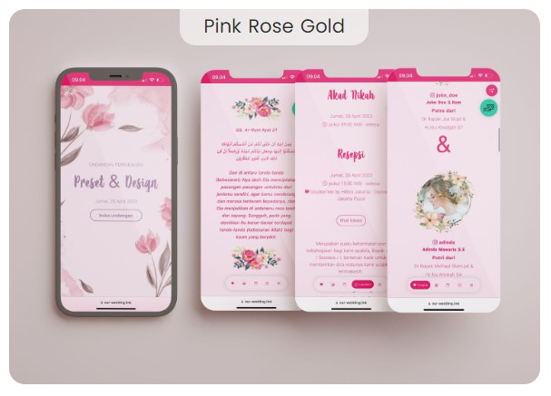 template webnikah basic pink rose gold