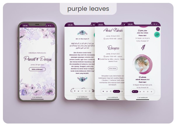 template webnikah basic purple leaves