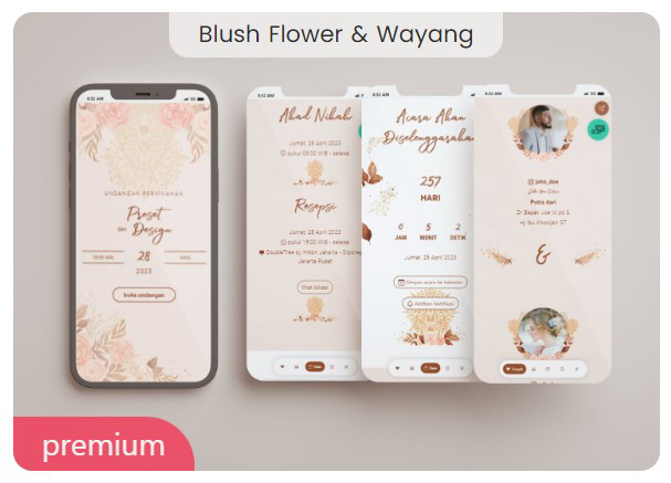 template webnikah premium blush flower wayang
